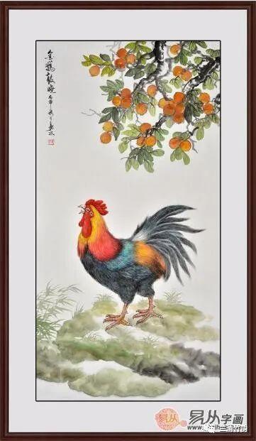 家居客厅选装饰画,国画雄鸡图旺风水促运势,公鸡图挂家中,化凶为吉