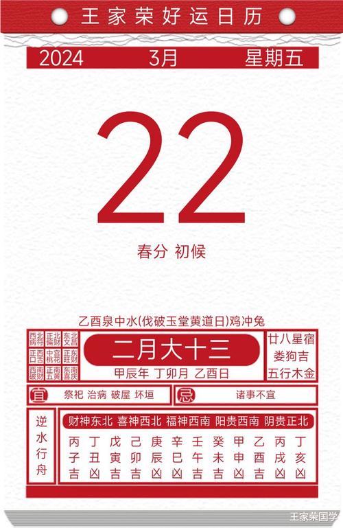 今日黄历吉凶宜忌2024年3月22日