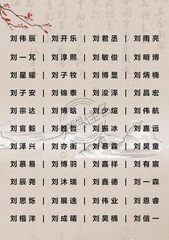 去其忌讳用字,避开凶数取其字的意形象音;姓刘男孩起名大全