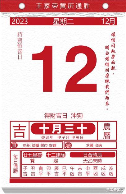 今日生肖黄历运势2023年12月12日