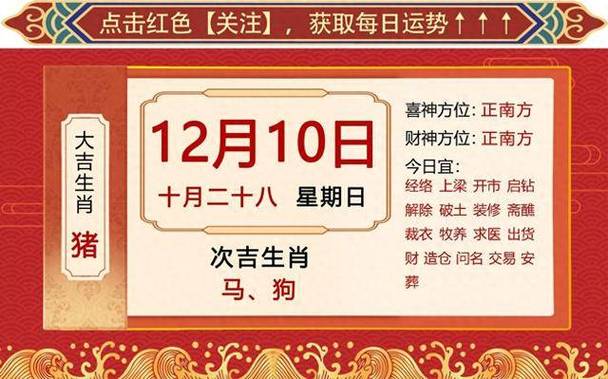 2023年12月10日十二生肖【每日老黄历】属猪必看_方面_工作_降低