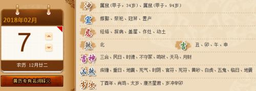 宜:嫁娶,祭祀,冠笄,置产.    忌:经络,探病,盖屋,作灶,动土.