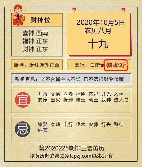 排列三第2023235期老黄历图谜:厨灶床外正西