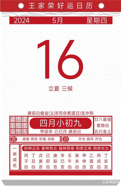 今日黄历吉凶宜忌2024年5月16日