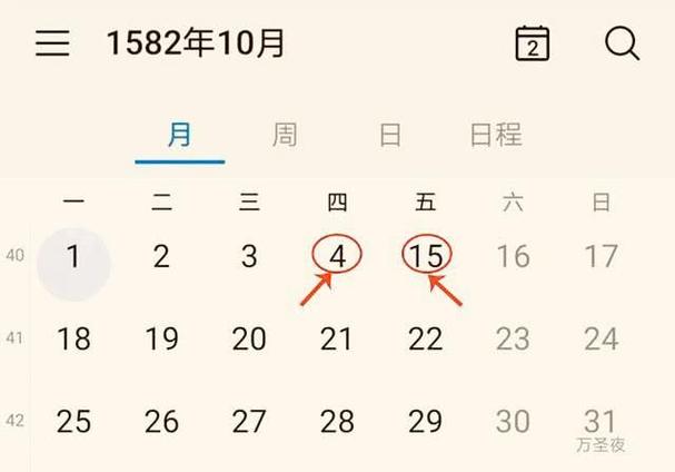 年的 10 月 4 日这一天结束了,第二天的日子被跳过了10月15日,为什么