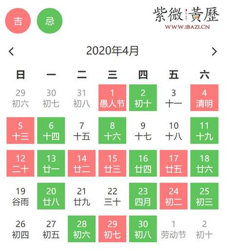 黄历动土吉日查询4月本月黄历吉日查询(4月吉日)