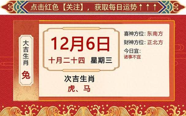 2023年12月6日十二生肖【每日老黄历】属兔必看_方面_工作_整体