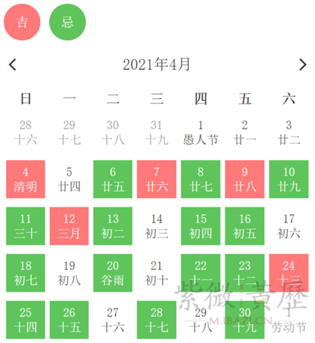 2023年4月黄道吉日一览表